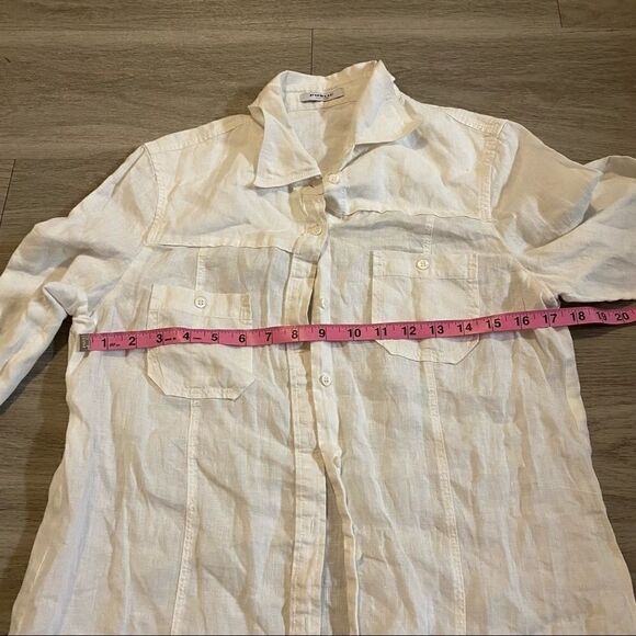 NWOT public easy wear white 100% linen button down with front pockets - Picture 6 of 7